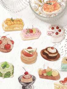 20pcs Non-Repeating Pet Stickers For Tuesday Channel, Literary Style Baking & Breakfast Food Diary Decoration Back To School - Multicolor - View 3