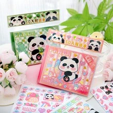 Lucky Panda Sticker Book Cute Girl's Journal Stickers Decorated With Panda Designs - Green - View 2