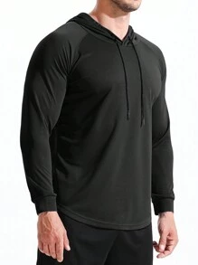 速干长袖连帽男友风格男士运动衫 - 轻盈透气 T 恤，适合户外活动、健身房和跑步马拉松健身服男友风格男士