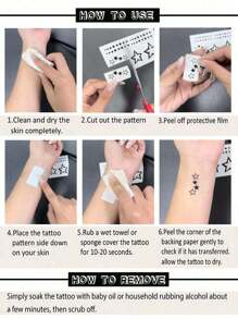 1pc Temporary Tattoo Sticker Set With Stars, Lilies, Feathers, Cute And Sexy Female Water Transfer Waterproof Tattoo, Realistic Disposable Fake Tattoo Sticker, Unisex, Suitable For Waist, Abdomen, Back, Thighs, And Arms, Body Art Can Cover Scars, DIY Gift