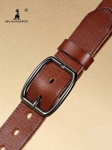 1 件 男士駝色皮革腰帶,日式搭扣,休閒時尚,適合日常穿著 - 駝色 - 查看 3