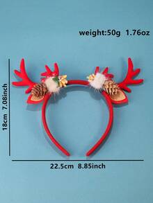 1入紅色鹿角布料女士聖誕節頭飾,節日髮飾