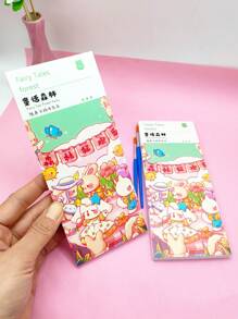 件卡通水彩印刷著色書，有 20 種不同的設計，便攜式塗鴉素描本，帶有水彩筆/填充顏色的水彩繪畫書 - 彩色 - 查看 4