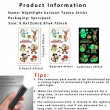 10入組聖誕發光彩貼紙,適用於兒童,防水紋身貼紙,兒童男女迷你發光貼紙,聖誕禮物 - 彩色 - 查看 10