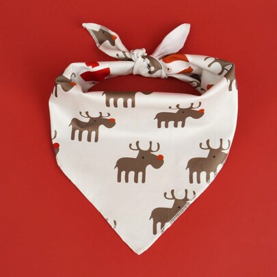 1pc Pet Christmas Gingerbread Deer Print Bib, For Cats & Dogs Holiday Decor Accessories Gift