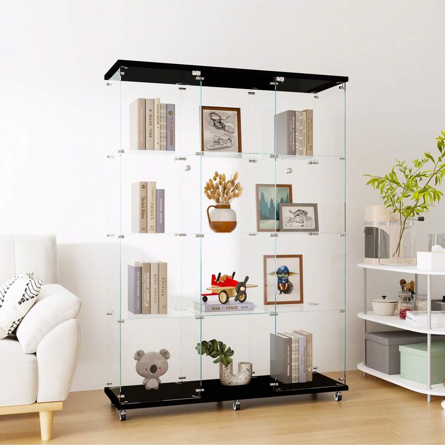 Glass Display with 4 Shelves Extra Large, Curio for
