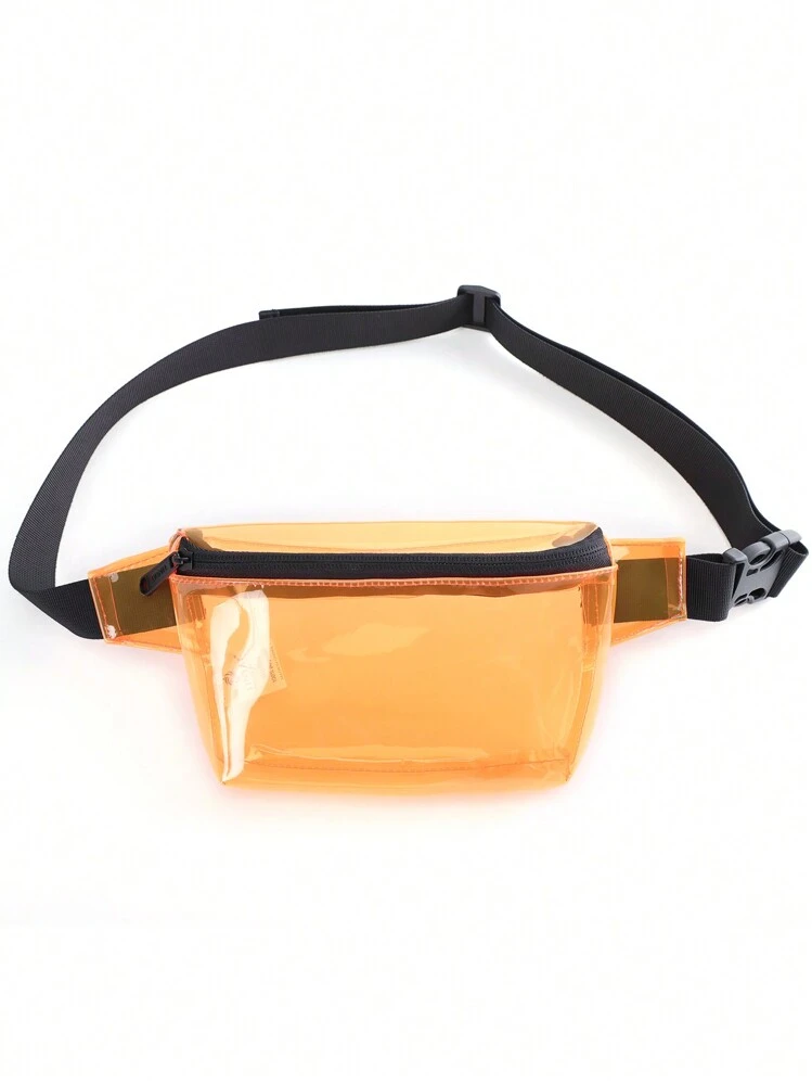 TINYAT Tinyat Fanny Pack For Women Clear Crossbody Bag Orange Waterproof Waist Pack Waterproof Transparent PVC Stadium Approved 12 12 6 Clear Transparent Purse Bag For Concerts Sports Events Festivals...