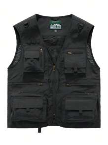 4-Season Lightweight Casual Stand Collar Vest For Men, Multi-Pocket Outdoor Fishing/Hiking/Trekking, Suitable For Fishing, Hiking, Outdoor Activities