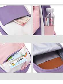 YUQING.FC Mochila grande mochila escolar multifuncional a la moda para estudiantes de primaria y secundaria, mochila de nailon - Negro - Ver 4