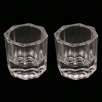 2入組透明小八角水晶杯玻璃水晶杯亚克力粉液彩带杯碟盖碗杯