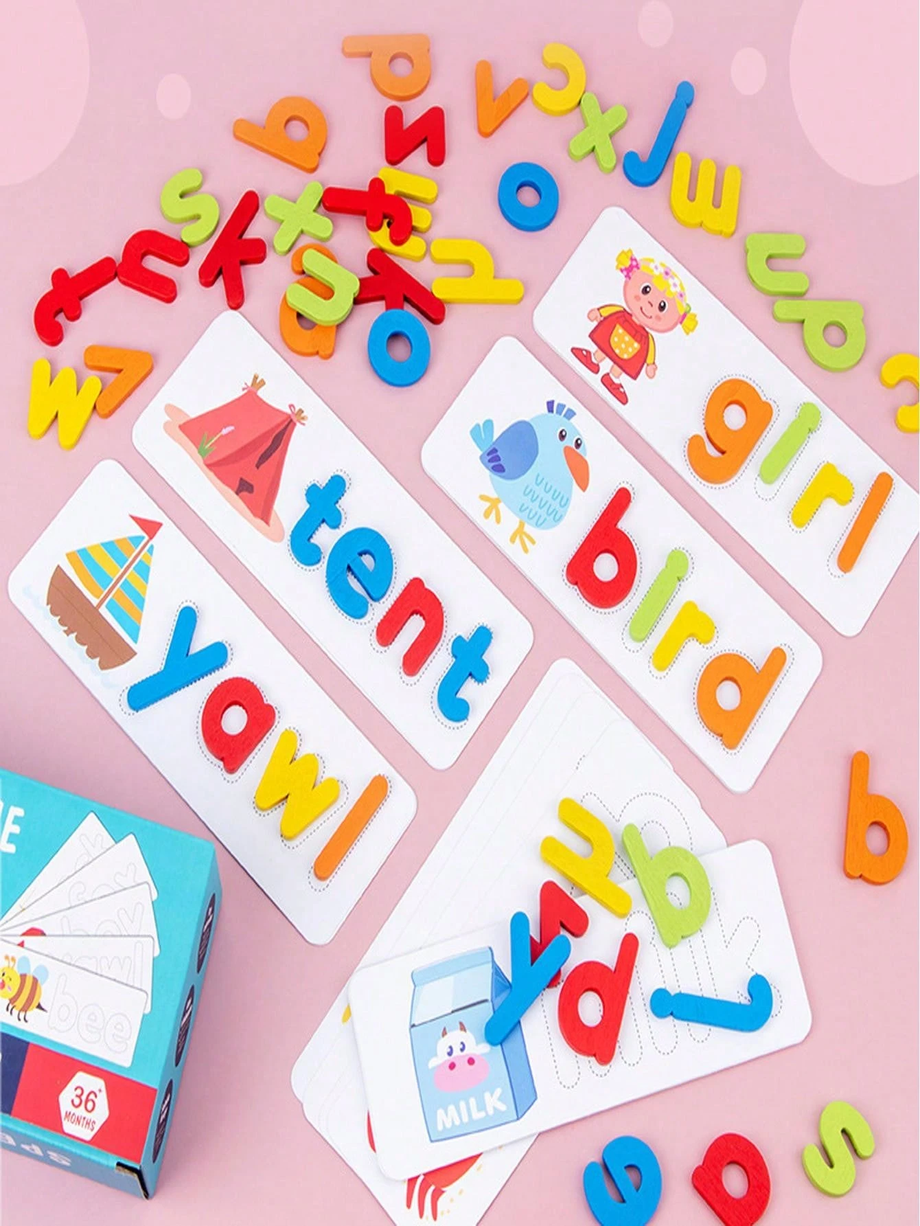 A: 26 Wooden English Letters, 28 Cards, Packing Size: 23cm X 11cm X 6cm ...