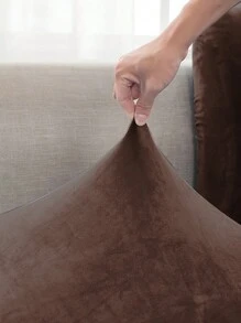 1pc Solid Color Silver Fox Velvet Stretch Sofa Seat Cushion Cover, Dust-Proof Decorative Sofa Protector, Suitable For Hotel, Bedroom, Living Room Sofa, Dark Gray, Black, Champagne