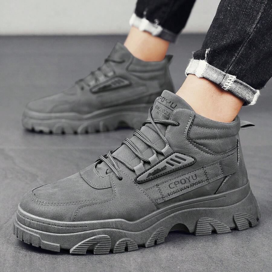 Men's Motorcycle Boots Fashionable Warm Breathable Anti-slip Snow Boots - Grey - View 1