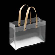 磨砂pp袋 塑膠禮品袋 附把手 禮品包裝 鮮花包裝袋 裝飾用品 半透明手提袋 女士禮物 女孩禮物 女友禮物 - 白色 - 查看 4