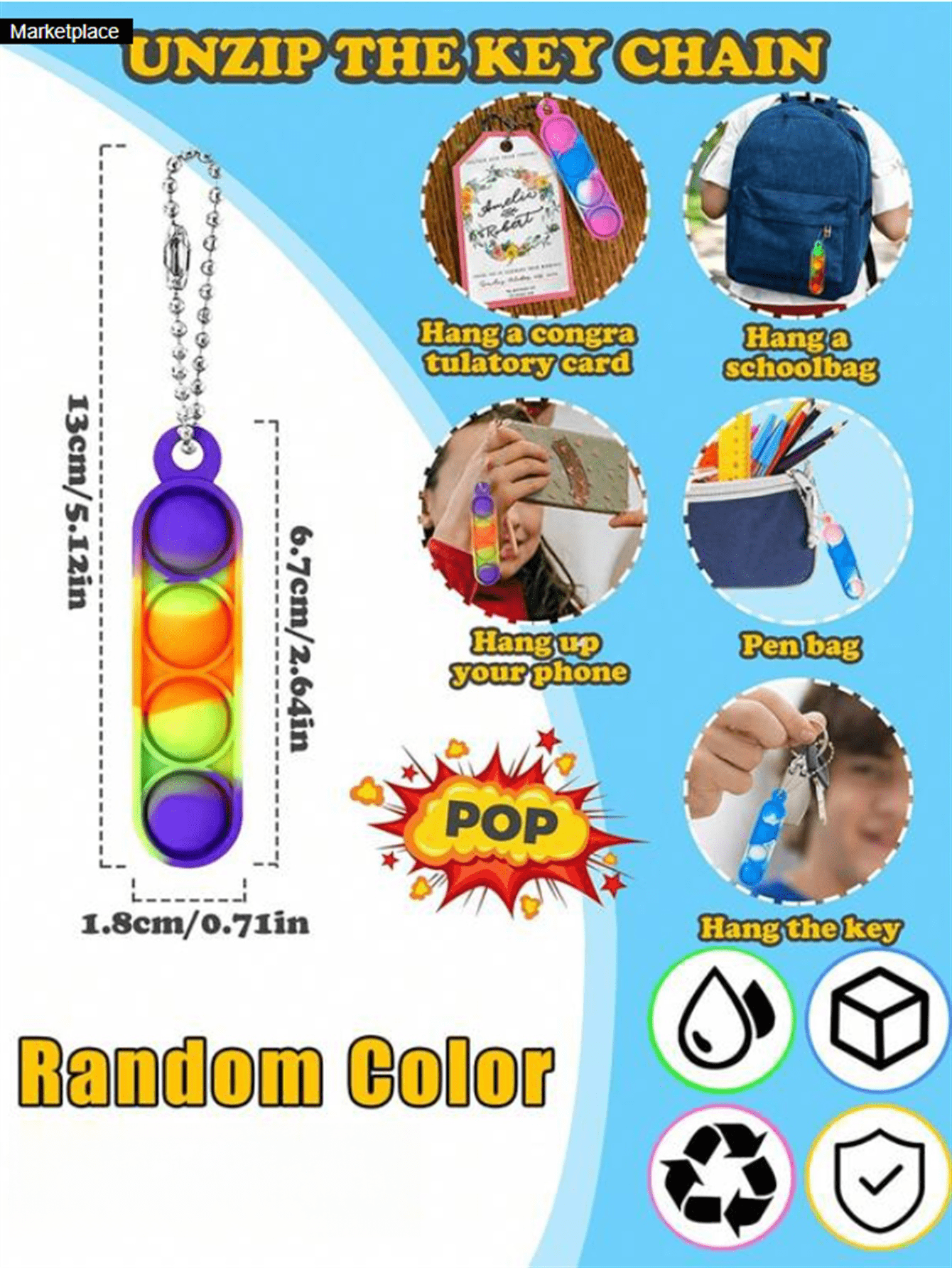 Pop Fidget Toys Bulk Its Party Favors, 30 PCS Mini Pop Strip Keychain It Fidget Toy Pack Sensory