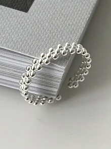 HuooNew 1pc Princess Style 925 Sterling Silver Multi-layer Beaded Stacking Ring With Open Design, Suitable For Women's Daily Wear - Silver - View 3