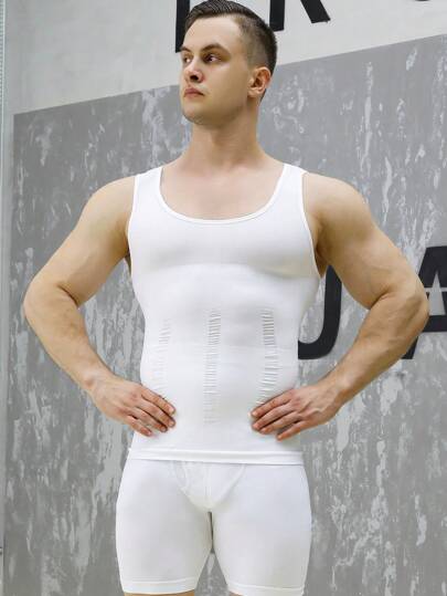 Chaleco sin mangas que moldea el Body, estilo novio, para hombres - Camiseta de compresión con control que proporciona respirabilidad y una mejor forma del abdomen, adecuada para actividades deportivas, ropa de gimnasio, camiseta básica de estilo novio para hombres