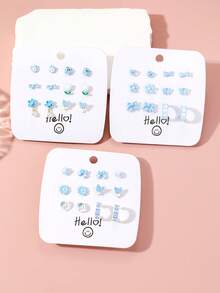 12入組新時尚花和蝴蝶耳釦套裝,多功能精美的心形耳飾,適合女性日常佩戴