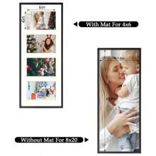 1pc Black 8inch*20inch Decorative Picture Frame, With White Mat For 4pcs(4inch*6inch) Photos, Made Of High Transparent Glass, Can Be Hung In Landscape Or Portrait Orientation. - Black - View 6