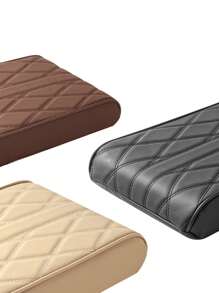 1入組-黑色-加厚鑽石紋皮革汽車中央控制台扶手墊,增加高度