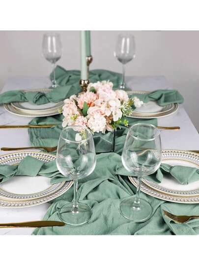 1 szt Zielony Pomarszczony Serwetka z tkaniny , Zastawa stołowa