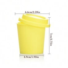 4pcs Soft Mixed-Color Makeup Sponge Set With 1 Storage Case, Coffee Cup Shaped Organizer/Filter & Drainage Bucket - Yellow - View 4