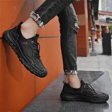 Nam Ngoài trời Giải trí Da Giày dép , Da thật Thể thao Giày lêu lổng , Không thấm nước , Chống trượt , Chống mài mòn , Thoải mái Và Thủ công - màu đen - Xem 8