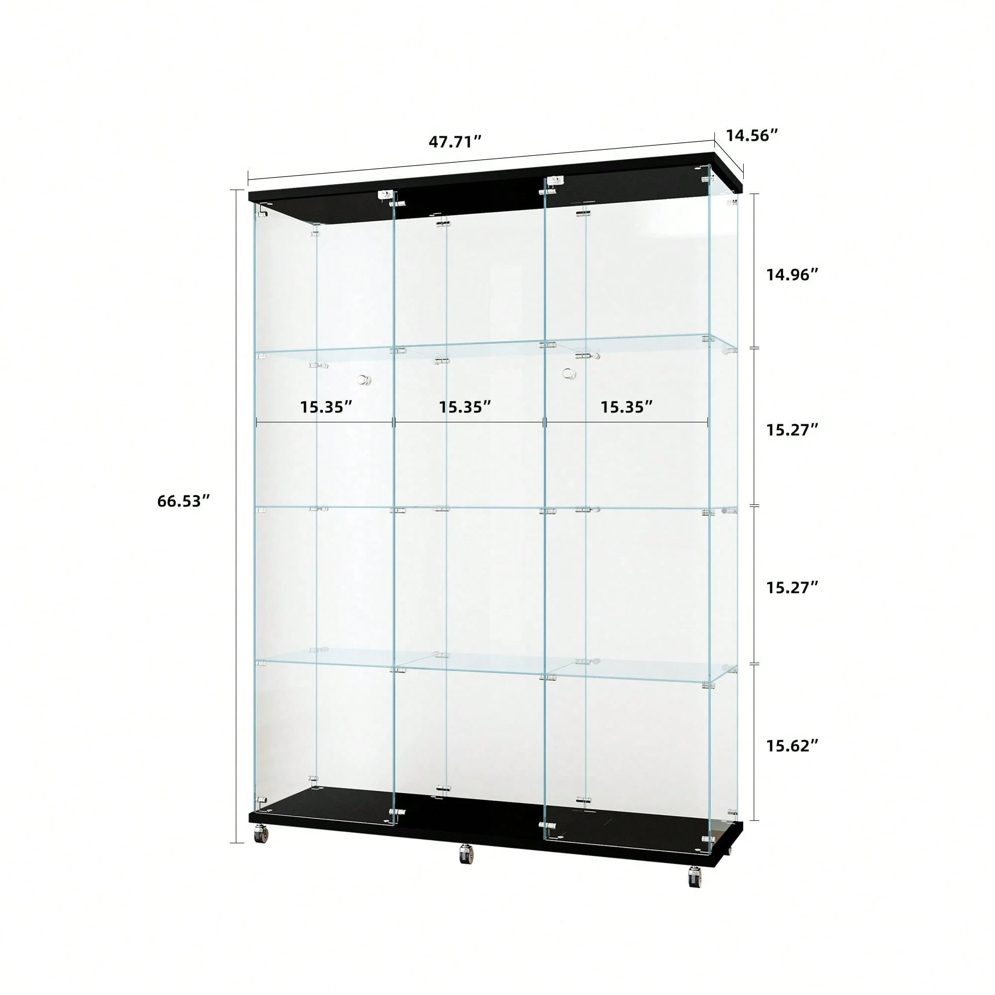Glass Display with 4 Shelves Extra Large, Curio for