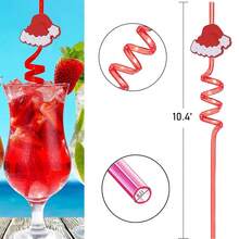 12根聖誕派對吸管,4種不同的聖誕主題顏色,聖誕裝飾用品,聖誕糖果袋用品,聖誕節贈品