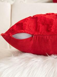 1 Pieza Funda De Almohada Roja Con Árbol De Navidad Bordado De Reno