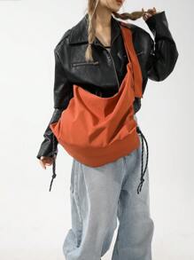 Túi Crossbody Nữ màu trơn Có thể điều chỉnh được không giớ tính - Đỏ - Xem 6