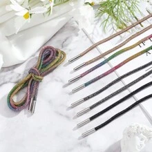 1 Par Agujetas Redondas Con Diamantes Brillantes Tenis Zapatos Cordones 1.20 M Diferentes Colores - Multicolor - Ver 9