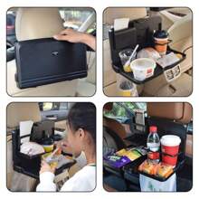Foldable Car Dining Table Tray with Backseat Chair Storage Rack Drink Holder Cup Holder Carriage Portable Small Table Board Rear Seat Meal Tray - Black - View 2