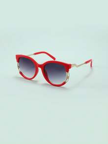 1pc Unisex Children's Cat Eye Fashion Glasses For Outdoor Activities - Red - View 2