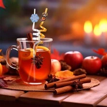 12根聖誕派對吸管,4種不同的聖誕主題顏色,聖誕裝飾用品,聖誕糖果袋用品,聖誕節贈品