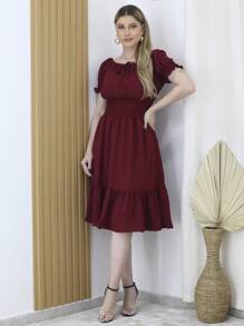 Women Dresses - Burgundy - View 1