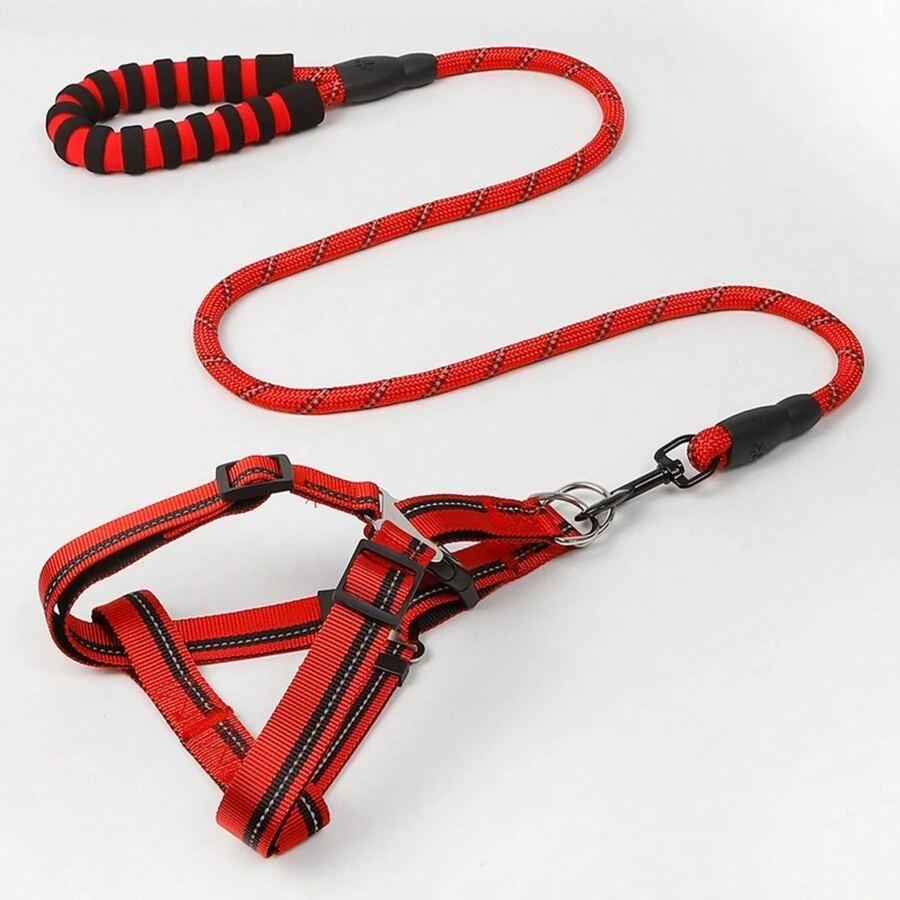 1 Set Red Reflective Nylon Chest & Back Traction Rope, Anti Escape & Adjustable - Red - View 1