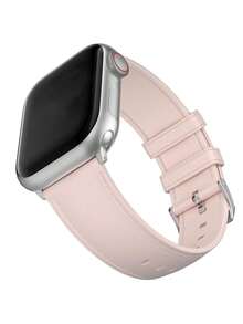 粉色不分男女的tpu皮革布紋手錶錶帶,兼容38 / 40 / 41 / 42 / 44 / 45 / 49mm Apple Watch Ultra / Ultra2 / Se / 9 / 8 / 7 / 6 / 5 / 4 / 3 / 2 / 1 - 粉色 - 查看 2