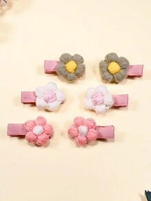 12入組寶寶髮夾,毛絨花形髮夾適用於嬰兒、女孩,可愛的毛氈髮飾,針織花朵髮夾適用於寶寶女孩