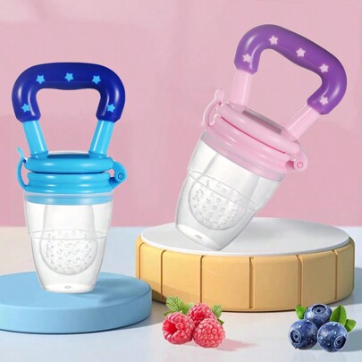 1pc Blue Silicone Baby Fruit & Vegetable Feeding Pacifier, Teether For Infants And Toddlers