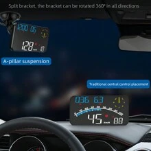 GPS Digital Head-Up Display Windshield HUD Travel Time Compass Overspeed Warning Car Display Suitable For All Vehicles - Black - View 5