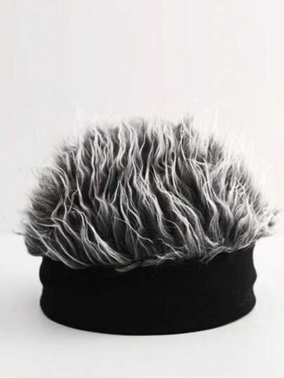 1 Stück grauer Kunstperlenstrick-Beanie, ohne Futter, für Halloween