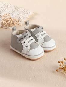 婴儿鞋春秋款适合0-6岁、10-12个月婴儿男孩和女孩，透气幼儿鞋0-1岁 - 灰色 - 查看 3