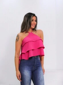 Women Tank Tops & Camis - 玫紅色 - 查看 3