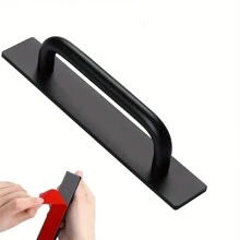 1 件鋁合金免打孔門把手,適用於玻璃/塑膠/陽台/拉櫃門 - 黑色 - 查看 7