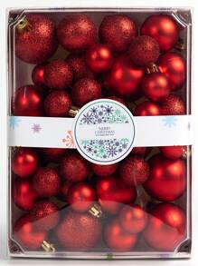42入組3cm / 4cm / 5cm球形聖誕裝飾品,電鍍亮粉,光亮鏡面,適用於購物中心天花板和聖誕樹裝飾的塑料球 - 紅色 - 查看 1