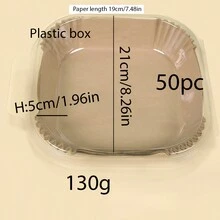 1 件 50 件/盒圓形和方形氣炸鍋內襯、燒烤墊、氣炸鍋吸油紙 - 黃色 - 查看 2