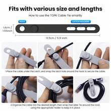 TOPK TOPK Silicone Cable Ties, Reusable Cable Management Organizer,Cable Straps,Cord Ties,Multipurpose Elastic Cord Organizer For Bundling And Fastening Cable Cords Wires Cable Organizer