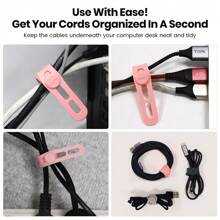 TOPK TOPK Silicone Cable Ties, Reusable Cable Management Organizer,Cable Straps,Cord Ties,Multipurpose Elastic Cord Organizer For Bundling And Fastening Cable Cords Wires Cable Organizer