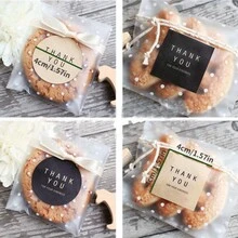60入組/個謝謝圓形方形封口貼,烘焙包裝餅乾袋裝飾貼紙,感恩節禮物封口貼,感恩節餅乾封口貼diy製作 - 卡其色圓形 - 查看 1